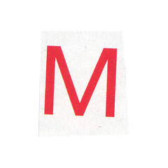 letter m magazine cut out font, ransom letter, isolated collage elements for text alphabet. hand...