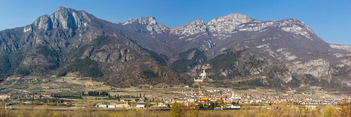 Castello di Avio castle landscape scenery Trento province Alps mountains panorama in Italy