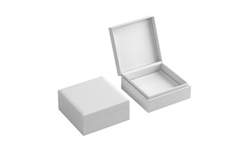 Blank white jewelry box open and closed mockup isolated on white background. 3d rendering.