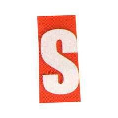 letter s magazine cut out font, ransom letter, isolated collage elements for text alphabet. hand made and cut, high quality scan. halftone pattern and texture detail. newspaper and scraps - obrazy, fototapety, plakaty