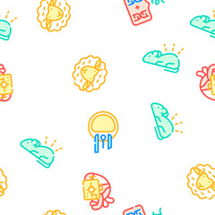 Biotech Technology Collection Vector Seamless Pattern Color Line Illustration