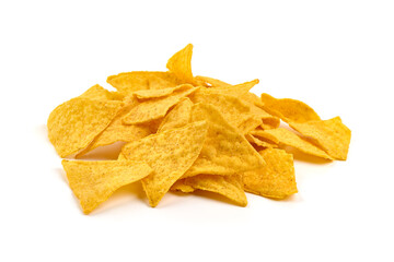 Fototapeta premium Mexican tortilla chips, isolated on white background.