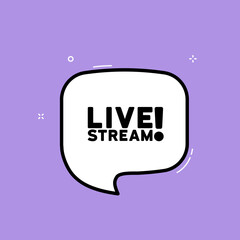 Speech bubble with Live stream text. Boom retro comic style. Pop art style. Vector line icon for Business and Advertising