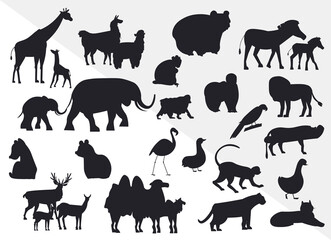 various Animal-characters Silhouettes Vector