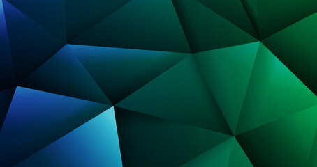 Realistic textured low poly background with blue and green color
