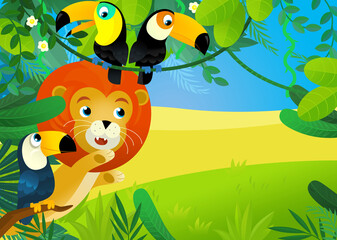 cartoon scene with jungle animals illustration
