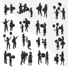 birthday-wishing-gift-giving---set-Silhouettes-Vector