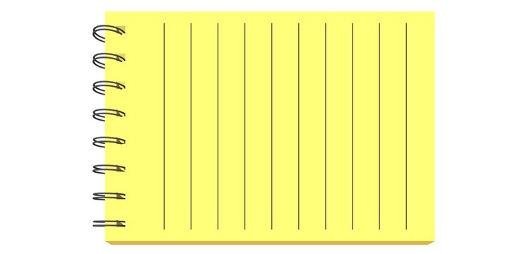 yellow note  with line from up angle postion 3d rendering