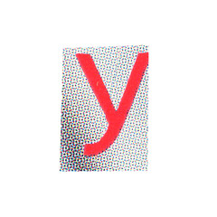 letter y magazine cut out font, ransom letter, isolated collage elements for text alphabet. hand made and cut, high quality scan. halftone pattern and texture detail. newspaper and scraps - obrazy, fototapety, plakaty