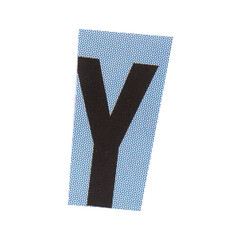 letter y magazine cut out font, ransom letter, isolated collage elements for text alphabet. hand...