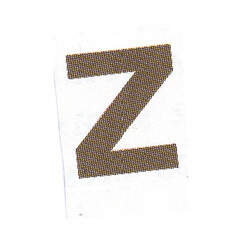 letter z magazine cut out font, ransom letter, isolated collage elements for text alphabet. hand...