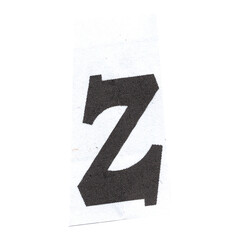 letter z magazine cut out font, ransom letter, isolated collage elements for text alphabet. hand...