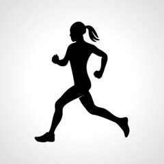 Fototapeta na wymiar Silhouette of a running woman or jogger or sprinter. Jogging