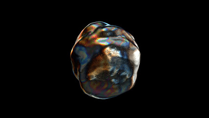 Dark Metallic Sphere Scene with colorful reflections.
