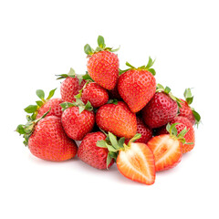 Fresh strawberries on white background.