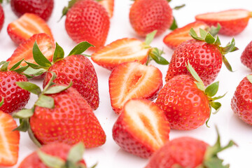 Fototapeta na wymiar Fresh strawberries on white background.