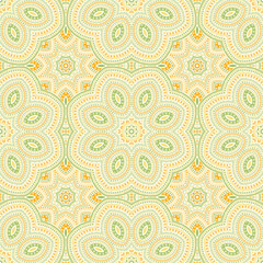 Muslim traditional floral vector seamless ornament. Textile patchwork design. Classic dutch motif. Porcelain print design. Flower and leaves composition.