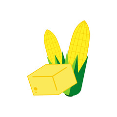 Corn on white background. Corn and Butter logo design.