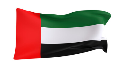 United Arab Emirates waving flag on white background