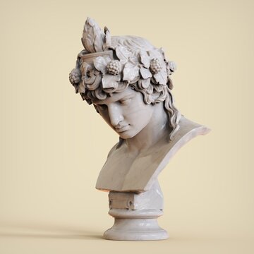 Marble Bust of the Braschi Antinous. Ancient statue Antinous head