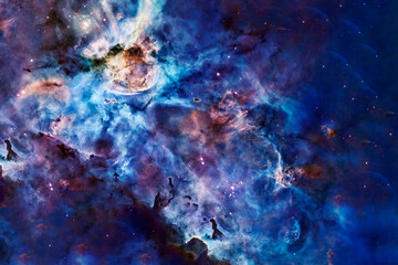 Obraz na płótnie Canvas Blue space nebula with stars. Elements of this image furnished by NASA