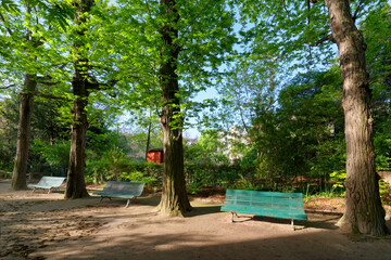 Garden of the Lutetia arenas   in the 5th arrondissement of Paris city	