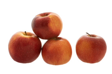 Fototapeta na wymiar four red ripe apples on white background