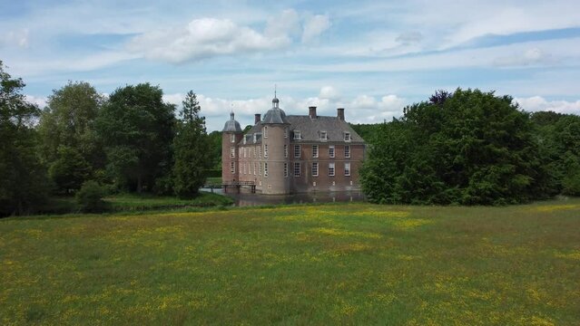 Castle Slangenburg in the Achterhoek, Gelderland, the Netherlands, Aerial