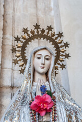 Fototapeta na wymiar View at the La Seo place with Cathedral of Tarazona - Spain