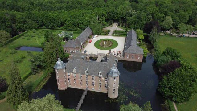 Castle Slangenburg in the Achterhoek, Gelderland, the Netherlands, Aerial