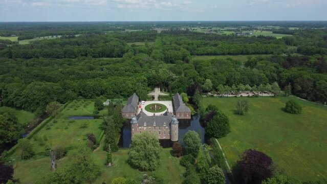 Castle Slangenburg in the Achterhoek, Gelderland, the Netherlands, Aerial