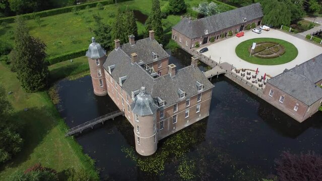 Castle Slangenburg in the Achterhoek, Gelderland, the Netherlands, Aerial