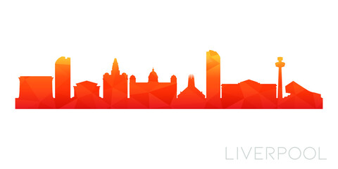Liverpool, UK Low Poly Skyline Clip Art City Design. Geometric Polygon Graphic Horizon Icon. Vector Illustration Symbol.