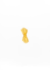 One piece of pasta on a white background.