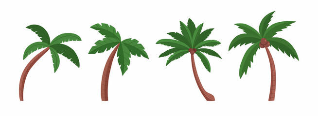 Set of colorful palm trees - obrazy, fototapety, plakaty