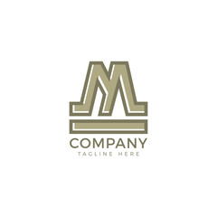 Letter m outline logo design with under line shape for visual identity