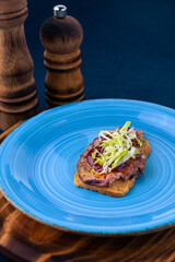 Smoked pork loin toast with strawberry jam