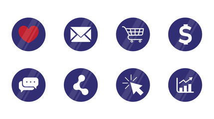 Business icons collection with glass style