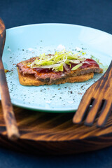 Smoked pork loin toast with strawberry jam