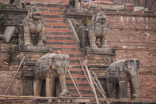 Kathmandu,Nepal - May 10,2022: Bhaktapur Durbar Square is royal palace of the old Bhaktapur Kingdom and it is declares of UNESCO World Heritage Sites.