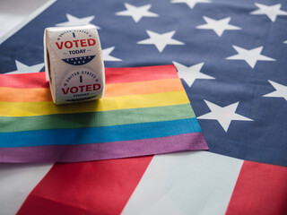United States flag with LGBT flag and 