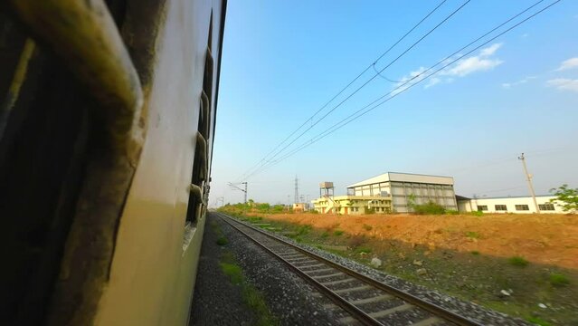 railway tracks Indian railway travel blue sky time lapse