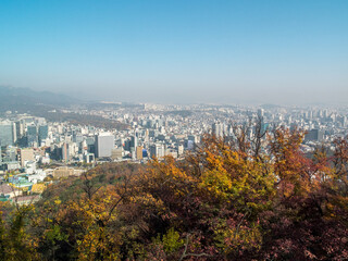 Beautiful mountain view in autumn in Seoul