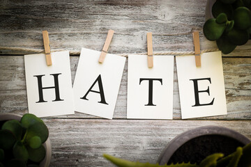 The Word HATE Concept Printed on Cards