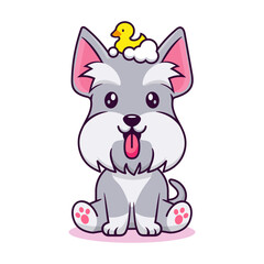 Naklejka na ściany i meble Cartoon character cute schnauzer dog for design.