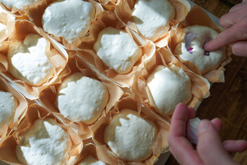 Dough balls, making focaccia bread