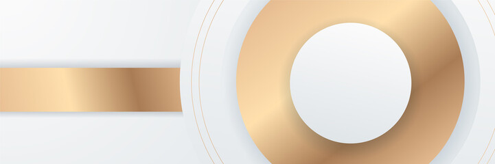 Abstract gold lines on white background banner