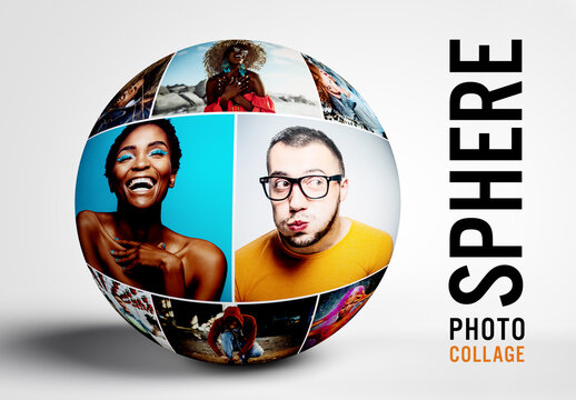 Sphere Photo Collage Mockup