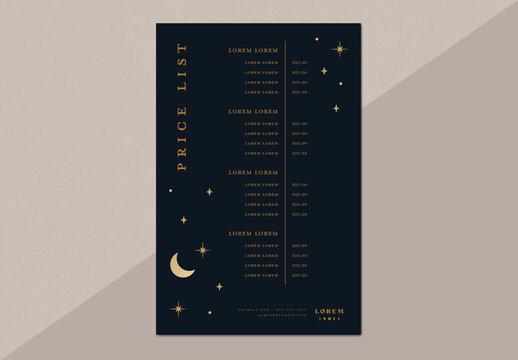 Chic Price List Layout on Blue Background