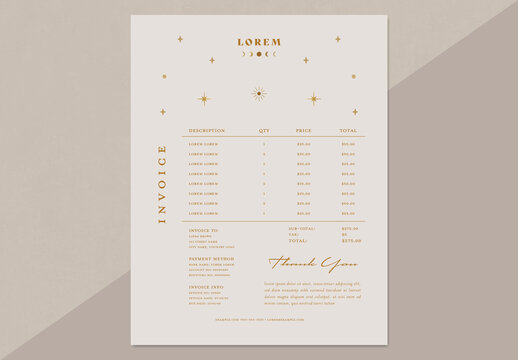 Chic Starry Invoice Layout Design